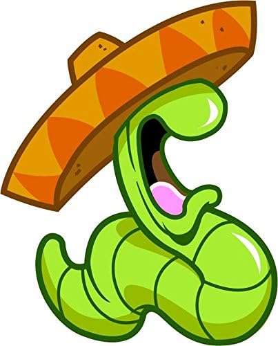 Drunk Tequila Worm Cartoon Sticker Decal Design 4" X 5"