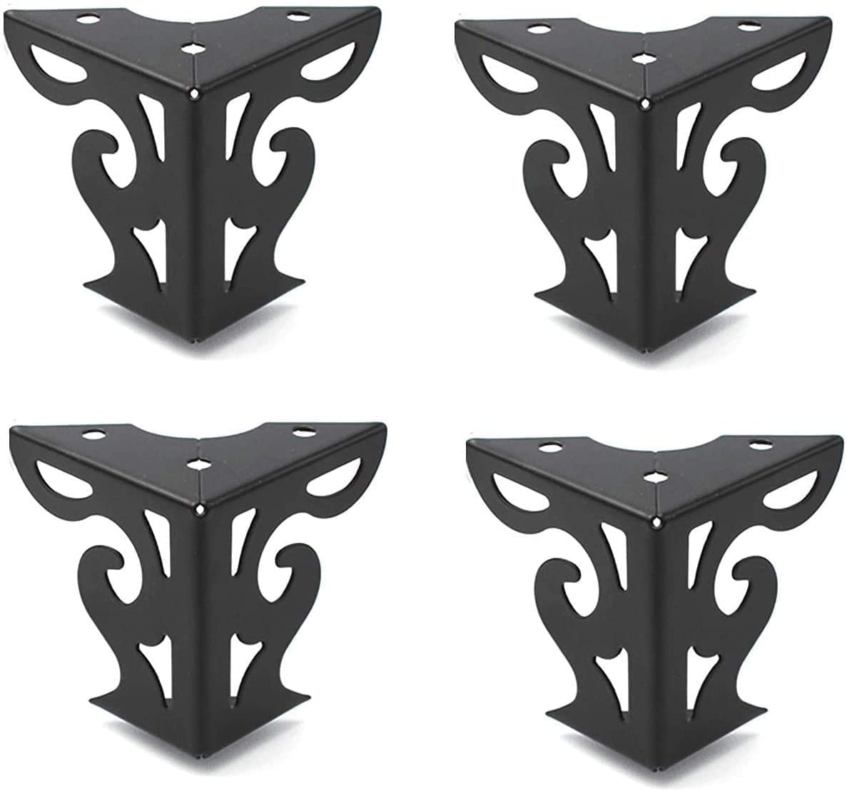 Shiwaki Set of 4pcs 3-Inch Height Hollow Out Modern Furniture Legs Matte Black Finish for Sofa Table Cabinet Cupboard Bed