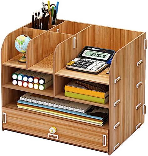 Sixsop DIY Manual Assembly Remote Control / Controller TV Guide / Mail / CD Organizer / Caddy / Holder, Pen/Pencil Cup Pot, Desktop Finishing Office Boxes (DIY-Brown)