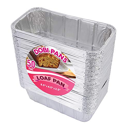 DOBI (50 Pack) Loaf Pans Disposable Aluminum Foil 2Lb Bread Tins
