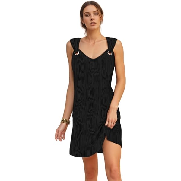 Leset Women's Barb Tank Dress, Black, L at Amazon Women's Clothing store