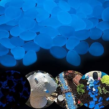 Glow Stones, 200pcs Glow In The Dark Pebbles for Outdoor Decor, Garden Lawn Yard, Aquarium, Walkway, Fish Tank, Pathway, Driveway, Luminous Pebbles Powered by Light or Solar-Recharge Repeatedly
