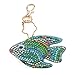 Cenda DIY 5D Diamond Painting Keychain,Full Drill Diamond Painting Pendant Mosaic Making Key-Chains Key Ring Phone Charm Bag Pendant Decor Accessory,Gold Fish