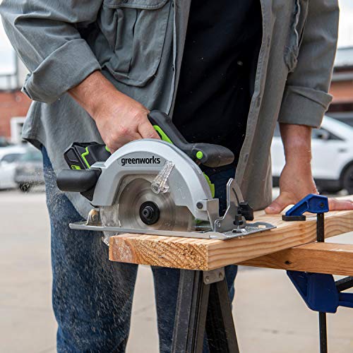 Greenworks professional 24V Akku Kreissäge, Akku handkreissäge mit LED-Licht und 184mm 24 Zähne Blatt (Ø185mm, 64mm… – Bild 7