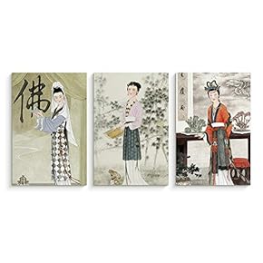3 Panel Canvas Wall Art Dream of The Red Chamber Pictures Home Wall Decorations for Bedroom Living Room Paintings Canvas Prints Framed - 16"x24" x 3 Panels
