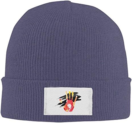 Jozie The Plant Of Hand Printed Winter Knitting Wool Warm Hat Navy