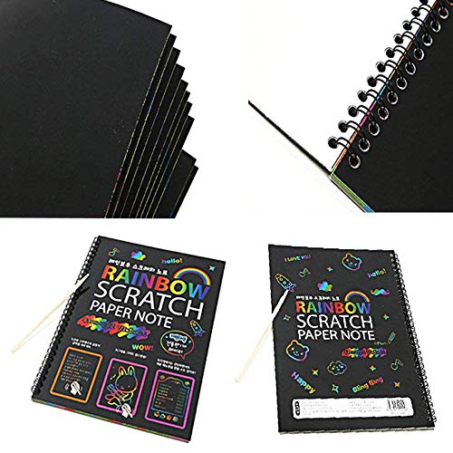 image for COONC Scratch Art Notebooks; Rainbow Scratch Paper; Black Doodle Pad w
