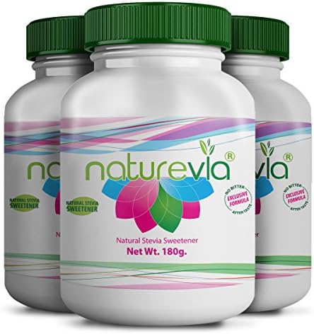 Stevia Naturevia Prebiotic Sweeteener |Natural Sweetener with Inulin, No Dextrose,No Erythritol, No Reb A, Good Taste |3 Powder jars 6.3 OZ 3-PACK