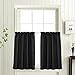 jinchan Kitchen Curtains 36 Inch Tier Curtains Waffle Woven Textured Cafe Curtains Half Window Curtain Set Rod Pocket Light Filtering for Bathroom Sink Laundry Room Basement RV 2 Panels Black