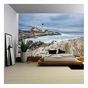Portland Head Lighthouse in Cape Elizabeth, Maine - Removable Wall Mural | Self-Adhesive Large Wallpaper - 66x96 inches