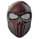 Flexzion Airsoft Paintball Mask Full Face Skull Skeleton Metal Mesh Eye BB Field Protection Safety Guard Cosplay Revenger for Outdoor Activity Hunting Wargame Cosplay