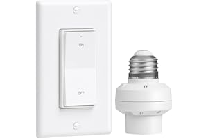 TREEWELL Remote Control Light Bulb Socket, Decorator Rocker Wall Switch, 200FT Range Wireless Light Switch for Pull Chain Light Fixture, E26 E27 Lamp Socket, No Wiring Needed, FCC Listed