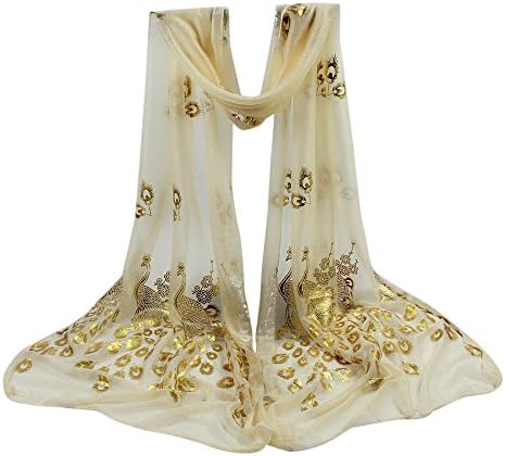 IEason Women Lady Multi-color Peacock Flower Scarf Long Soft Wrap Shawl Stole Pashmina (Beige)