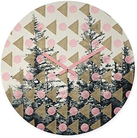 DENY Designs Maybe Sparrow Through the Geometric Trees Round Wall Clock