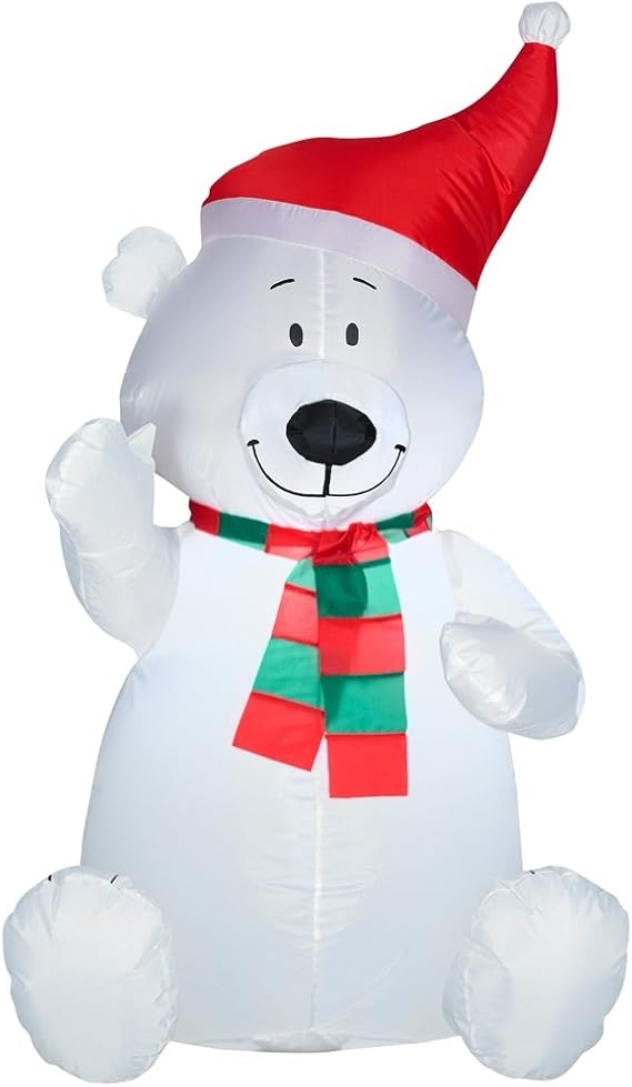 Christmas Inflatable LED Polar Bear With Santa
