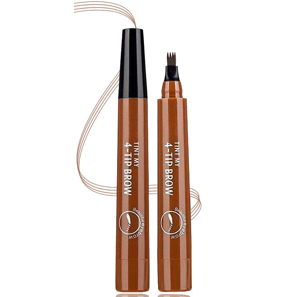 Microblading Eyebrow Pen, Eyebrow 4 Points Pencil, Creates Lasting MakeUp Professional Natural Looking, Cover Sparse Areas, Daily Waterproof Eyebrow Pen