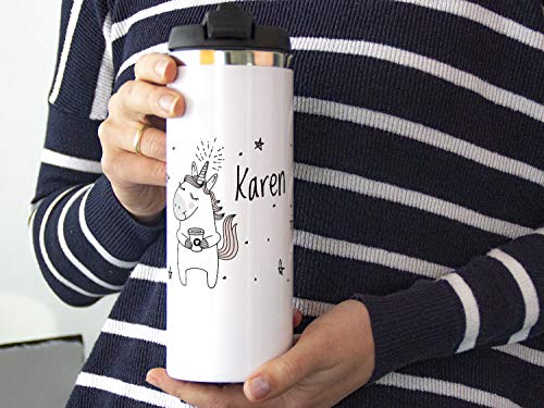 GRAZDesign Einhorn Thermobecher Kaffeebecher to go mit Namen auslaufsicher & warmhaltend, Coffee Becher, hält 4h heiss, personalisiertes Geschenk, Edelstahl 350ml – Bild 6