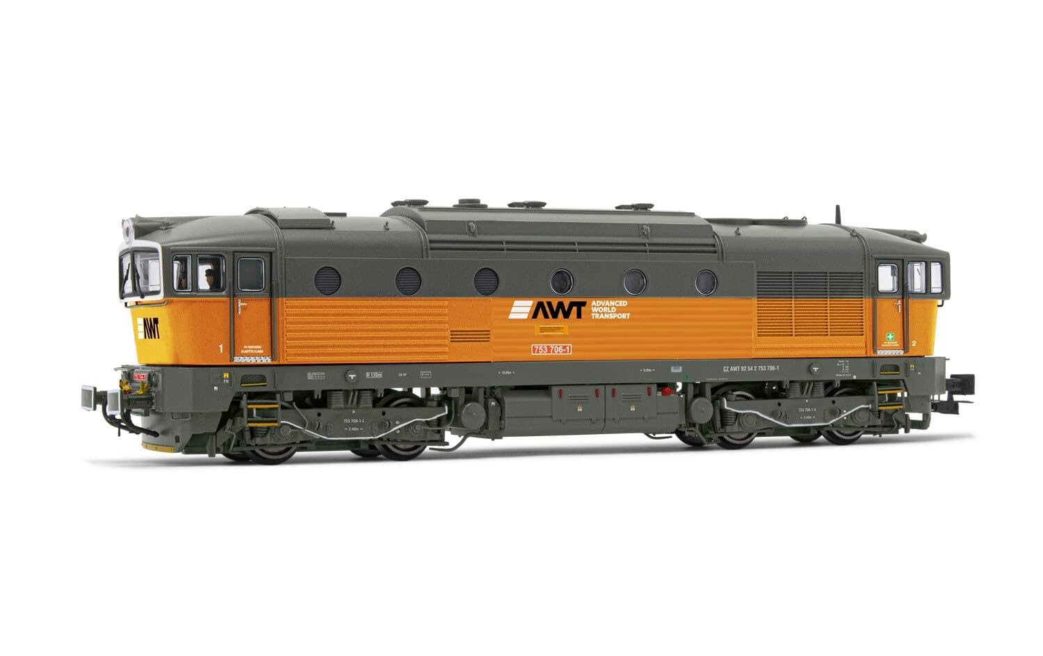 Rivarossi HR2928 AWT 4-axle diesel locomotive class D7537 orange grey livery Loco - Diesel