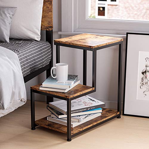 IRONCK Industrial Side Tables Living Room, 3Tier End Tables Bedroom