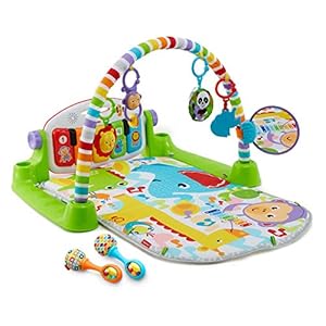 Fisher-Price Baby Playmat Deluxe Kick & Play Piano Gym & Maracas With Smart Stages Learning Content, 5 Linkable Toys & 2…
