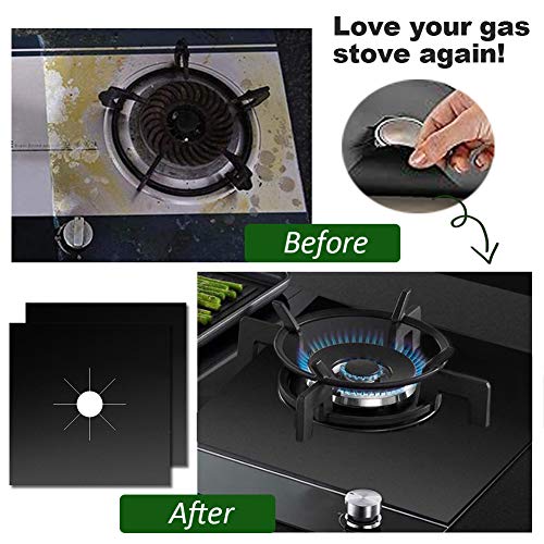 Gas Stove Burner Covers Black, 10 Pack Nonstick Gas Range Protectors Liners, Stove Burner Liner