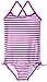 Kanu Surf Girls' Layla Beach Sport Banded 1 Piece Swimsuit, Bali Purple Stripe, 5