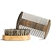 Beard Brush Kit Boar Bristle Brush and Sandalwood Comb with Storage Bag for Men, Fine & Coarse Teeth Dual Brush for Mustache Anti-Static