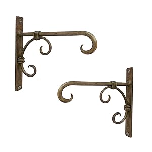 Indune Lifestyle Handcrafted Iron Wall Brackets (Antique Golden) -Set of 2