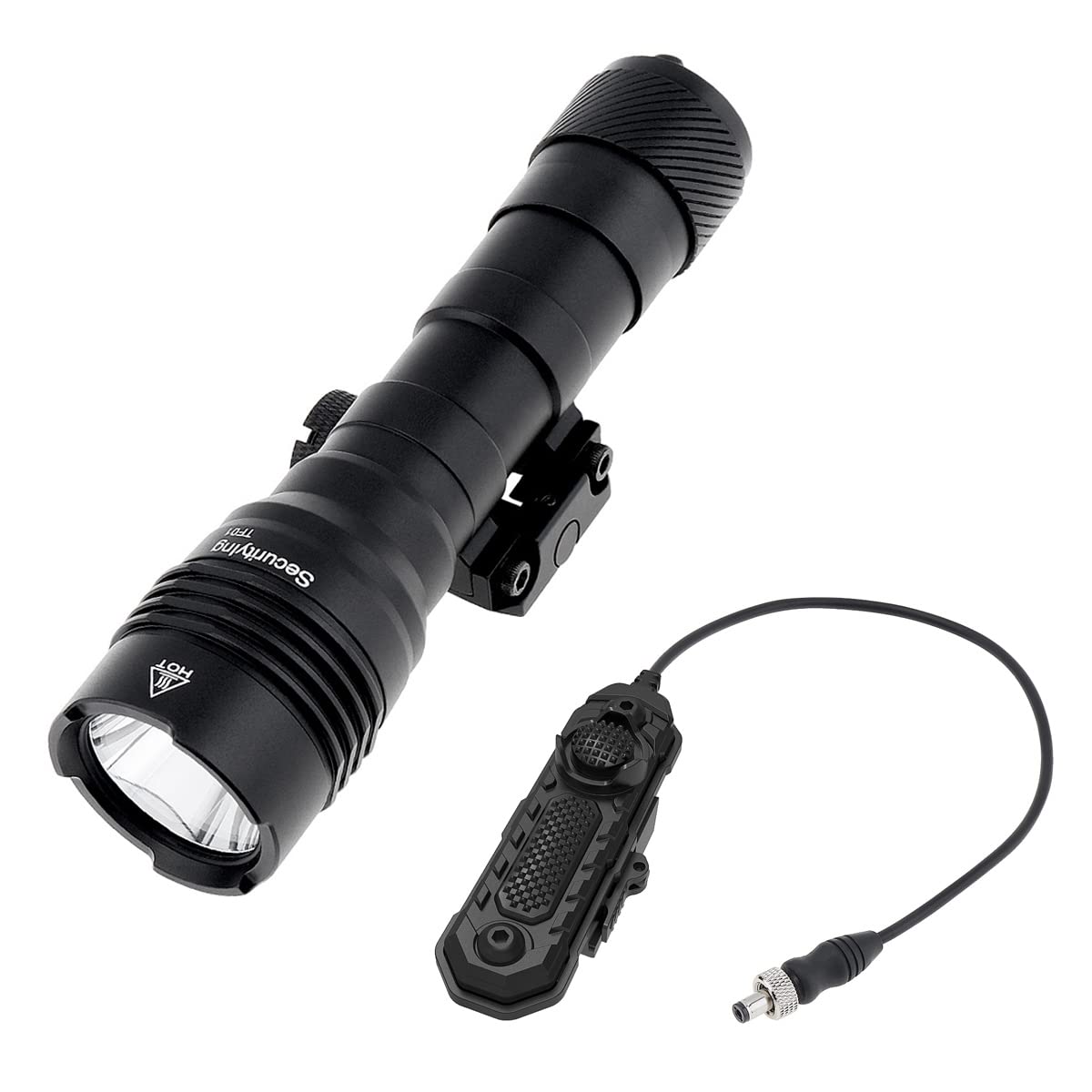 SecurityIng TF01 1000 Lumens SST40 LED Tactical Torch with Remote Pressure Switch, Programming 3 Modes Quick Release Weapon Light for MIL-STD-1913 Rails, 332 Meters Beam Distance