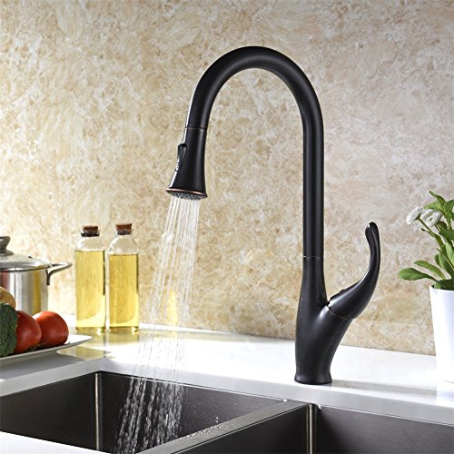 Kitchen Faucet with Pull Down Sprayer Oil Rubbed Bronze Delle Rosa Elegant Single Handle Solid Brass Pull Out Pre-rinse Sprayer Kitchen Sink Faucet