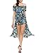 Meaneor Women Floral Off Shoulder Beach High Low Split Maxi Romper Jumpsuit Dress