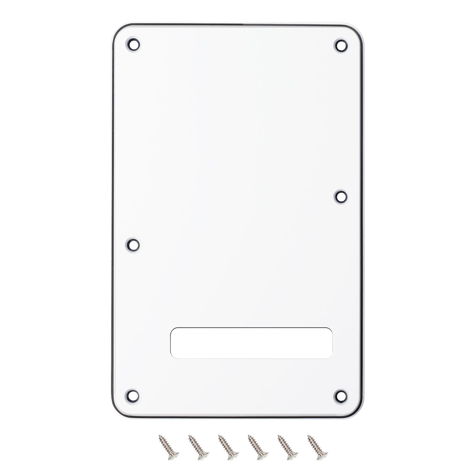 Banworks Electric Guitar 3 Ply Backplate 6-Hole Trem Tremolo Cover for USA/Mexican Standard Strat ST JT/HGB-01 White