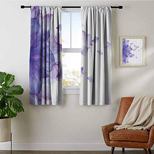 Flower-Decor-Outdoor-Curtain-Curtains-45-inch-Length-Abstract-Themed-Modern-Futuristic-Image-with-Water-Like-Colored-Art-Print-Bathroom-Curtain-Lilac-and-Pink-W63-x-L45-Inch
