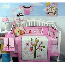 Unique Crib Bedding SoHo Owl Tree Party Baby Crib Nursery Bedding Set with Diaper bag 13 pcs set