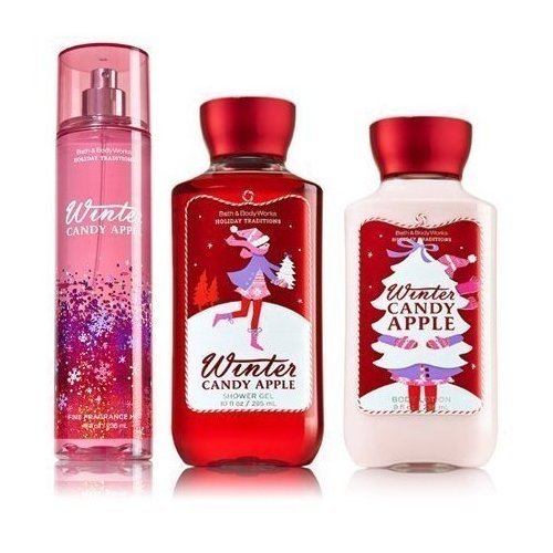 Bath and Body Works Winter Candy Apple Set with Body Lotion, Shower Gel, & Fragrance Mist