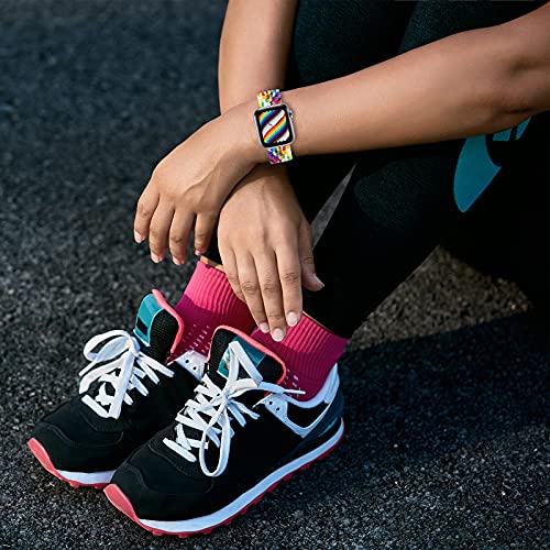 2 Pack Compatible with Apple Watch Bands 38mm 40mm 42mm 44mm for Women Men, ANDOLO Braided Elastic Solo Loop Smartwatch Bands Wristbands Replacement Strap for iWatch Series 7 6 5 4 3 2 SE