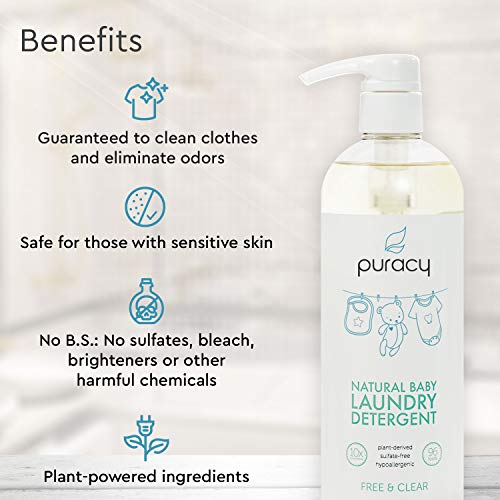 Puracy Natural Baby Liquid Laundry Detergent for Sensitive Skin, Free