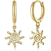MSCHA HOME Earrings for Women Gold Dangle Huggie Hoop 14K Gold Plated Small Simple Hypoallergenic Everyday Beach Ocean Jewelry Summer Gift