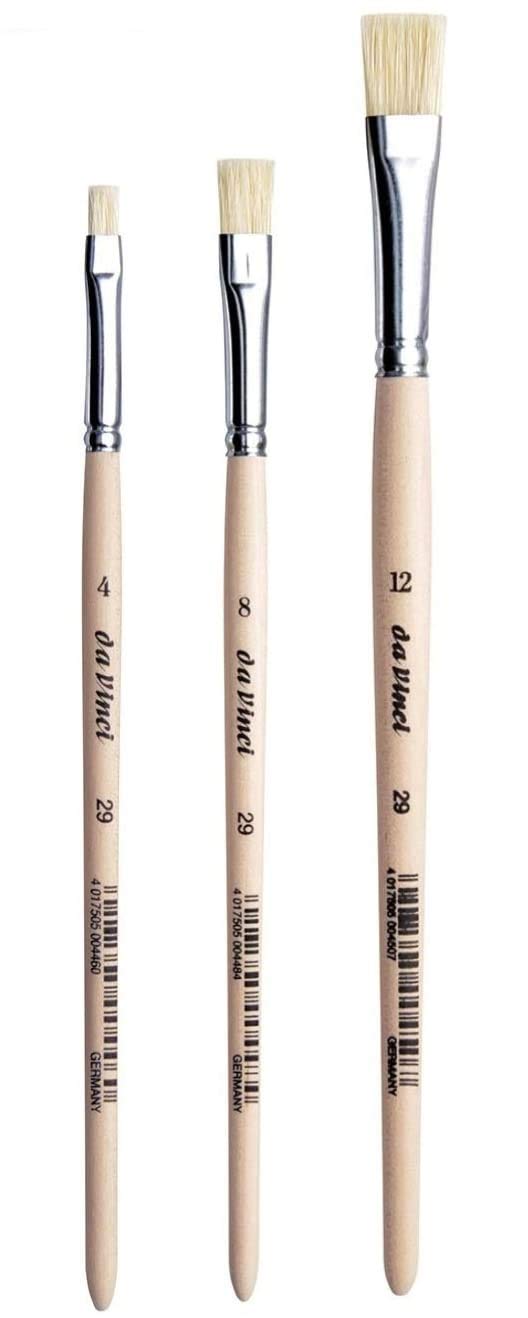 Da Vinci 29 Series Brush, Bristle, Plain Wood.Set 3pcs.4.8.12. Made in Germany Espace Beaux Arts
