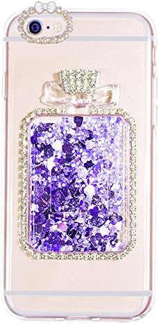iPhone 6/6s Plus Case, MOEIDO Perfume Bottle Liquid Quicksand Bling Love Heart Case with Strap, Adorable Flowing Floating Moving Bright Shine Glitter Soft Case for iPhone 6/6s Plus 5.5 inch, Purple