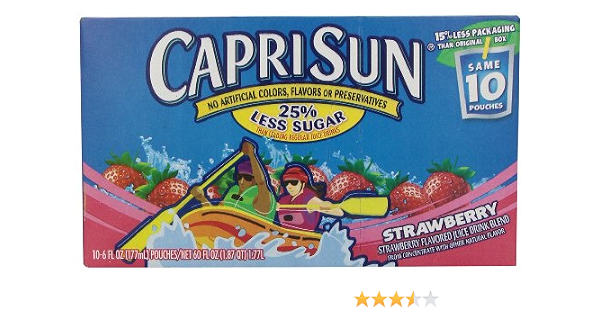 Capri-Sun 25% less sugar strawberry Juice pouches-10 pk (087684001011)