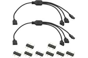 HSXJJ ARGB Splitter Cable, 5V 3-Pin Addressable RGB 1 to 3 Splitter Cable, LED Strip and ARGB Fan Connector,Equipped with 4 M