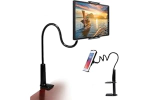 HGLCM Gooseneck Tablet Holder Cell Phone Holder, Universal 360° Flexible Tablet Stand, Lazy Arm Holder Clamp Mount Bracket Be
