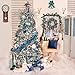 Valery Madelyn 10ct Winter Wishes Glass Christmas Ball Ornaments Silver and Blue,Themed with Tree Skirt(Not Included)