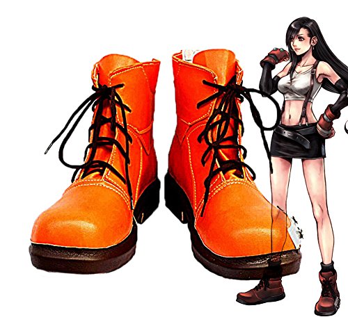 Final Fantasy VII FF7 Tifa Lockhart Cosplay Shoes Boots Custom Made Orange