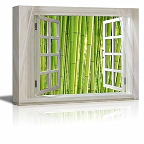 Glimpse into Bamboo Forest Out of Open Window Wall Decor