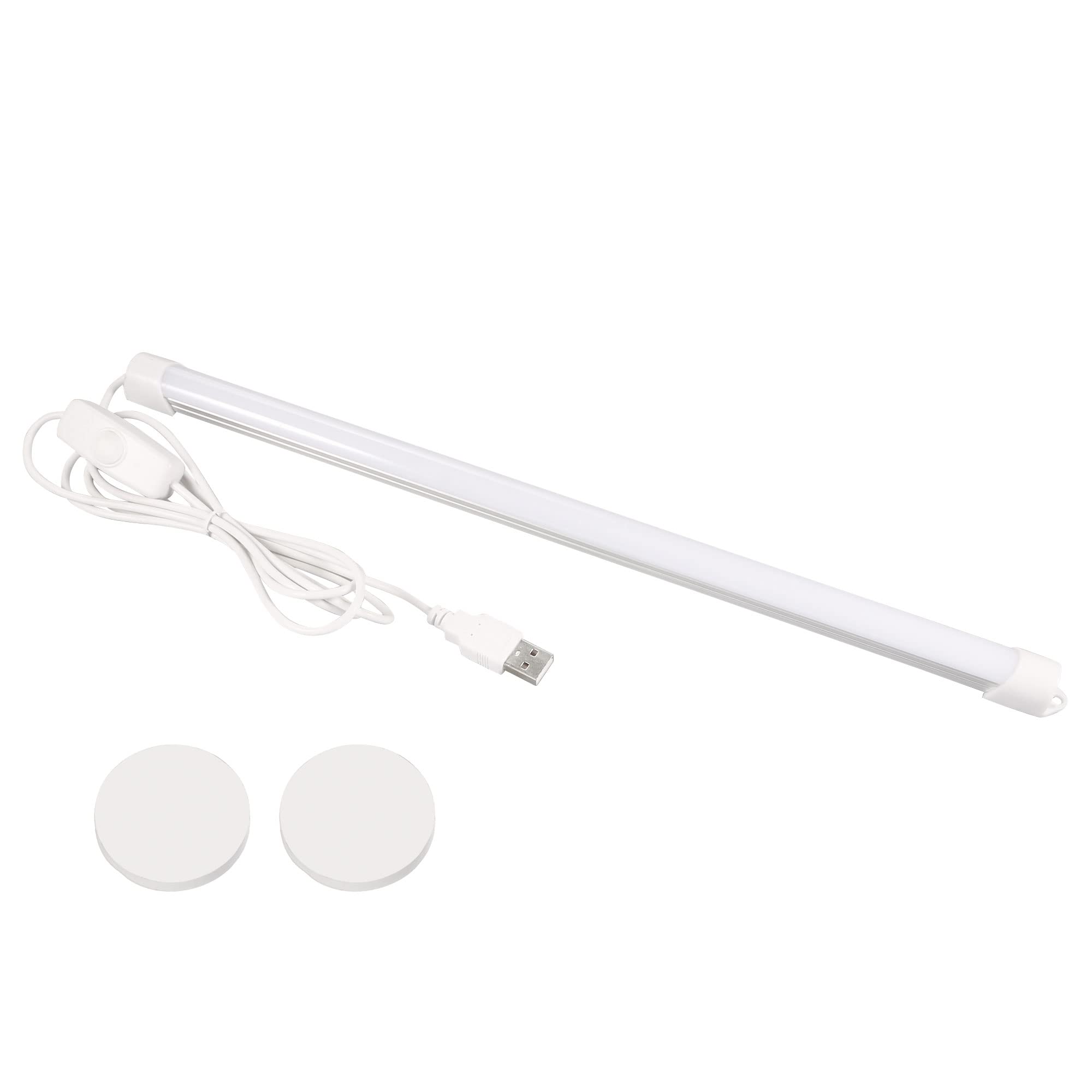 PATIKIL Under Cabinet Light, 14.7 Inch USB Desk Reading Strip Dimmable LED Lighting Bar Stick on Lamp for Kitchen Closet Workbench, White