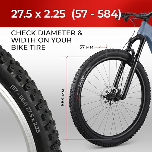 Fincci Bici Copertoni MTB 27.5 x 2.25 - Coppia Pieghevole Nero Pneumatici 57-584 con Antiforatura 1mm - Biciclette Gomme 27,5" per Adulto Donna e Uomo - Imballaggio Accessori per Mountain & E bike