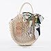 Straw Handbags for Women Beach Large Shoulder Summer Top Handle Crossbody Round Purse Ladies Woven Rattan Fashion Crochet Small Beige with Buckle style 1