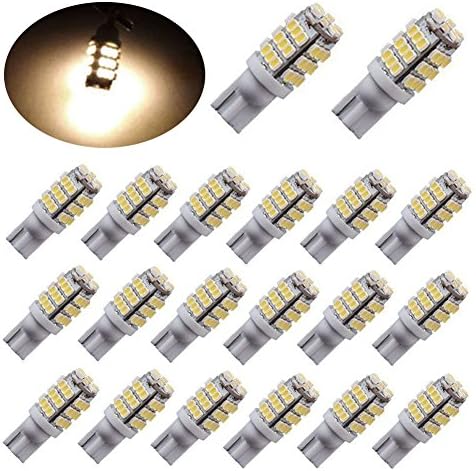 PESIC 20x T10 921 192 194 Wedge RV Trailer 42-SMD LED Super Bright 3500K Warm White Car Backup Reverse Interior Light Bulbs